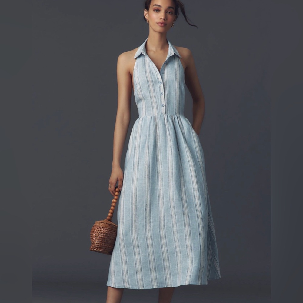 NWT Reformation Linen Blackless Midi Dress